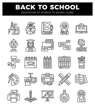 Back to school icons in a grid layout. Stock Illustration