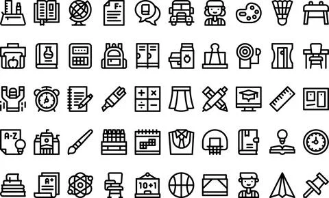Back to school icons High-Quality Vector Icons Collection with Editable Str.. Stock Illustration