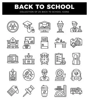 Back to school icons Illustrazione stock