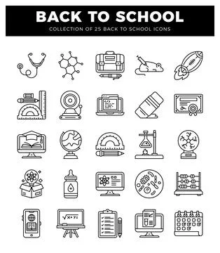Back to school icons including science. math. and technology イラスト素材