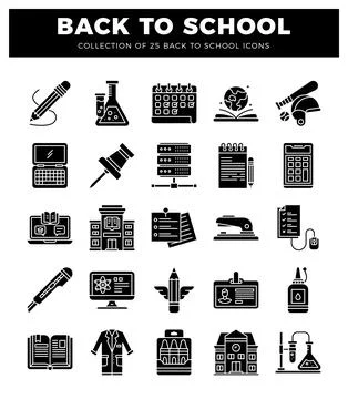 Back to school icons for online learning and education.  Scientific. academ.. Illustrazione stock