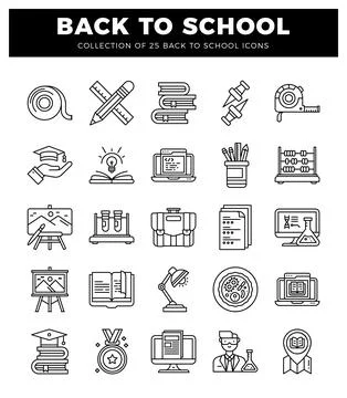 Back to school icons presented on a white background. Stock Illustration