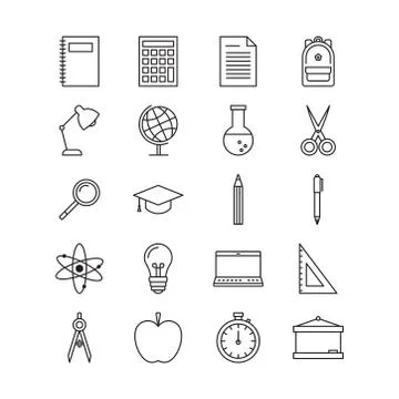 Back to school icons. Set of 20 school/education themed icons. Stock Illustration