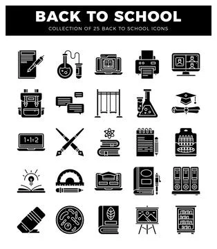 Back to school icons set with educational and learning elements. イラスト素材