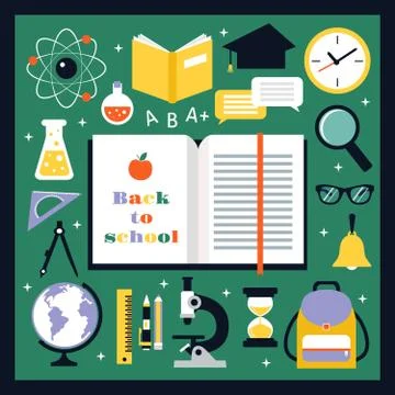 Back to school icons set 스톡 일러스트