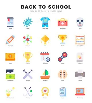 Back To School icons set. Vector illustration. Stock Illustration