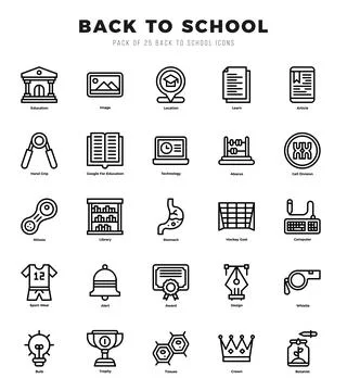 Back To School icons set. Vector illustration. Ilustración de archivo