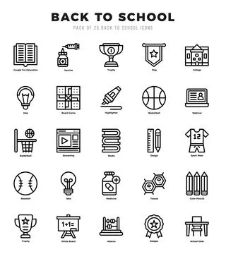 Back To School icons set for website and mobile site and apps. Ilustración de archivo