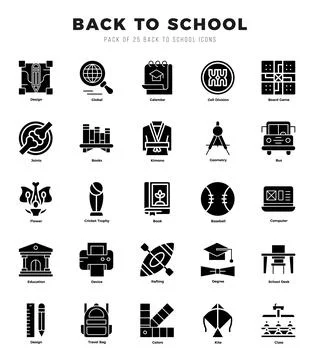 Back To School icons set for website and mobile site and apps. Stock Illustration