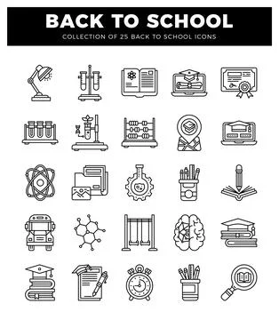 Back to school icons set on a white background Stock Illustration