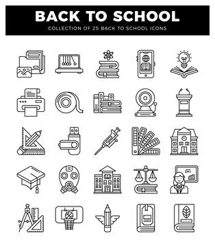 Back to school icons on a white background Illustrazione stock
