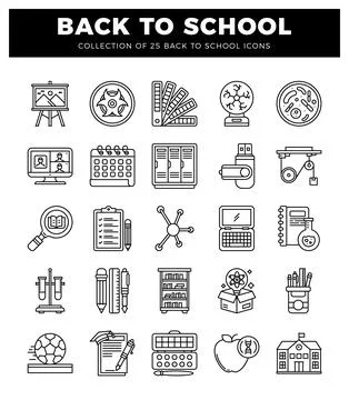 Back to school icons on white background Ilustración de archivo