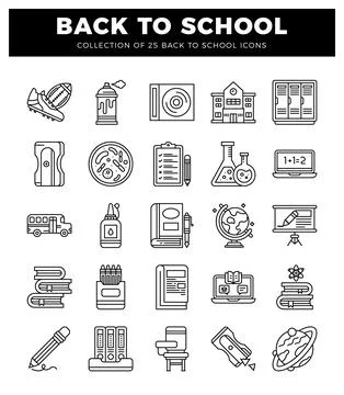 Back-to-school icons on white background. Stock Illustration
