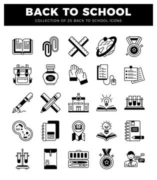 Back to school icons on white background. Stock Illustration