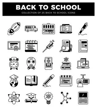 Back to school icons on a white background. Stock Illustration