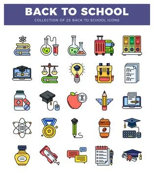 Back to school icons on a white background. featuring education. science. a.. イラスト素材
