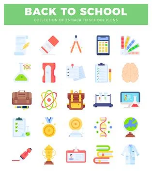 Back to school icons on a white background. Stockillustratie