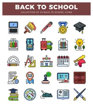 Back to School Icons on White Background Stock Illustration