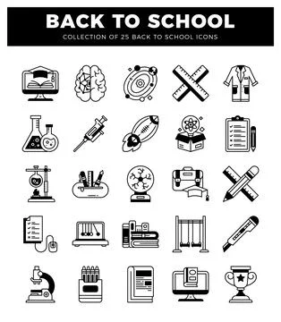 Back-to-school icons on a white background Stock Illustration