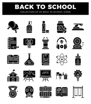 Back to school icons on a white background. representing learning and educa.. Ilustración de archivo
