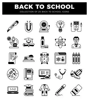 Back to school icons on a white background Stock Illustration