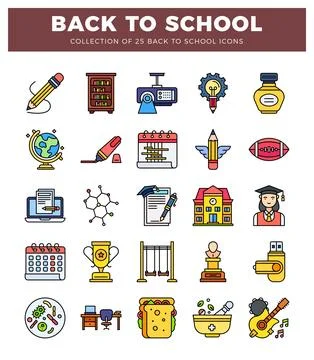 Back to school icons on a white background. including education and learnin.. Stock Illustration
