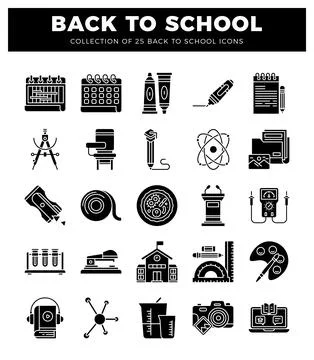Back to school icons on white background. representing education and learni.. Ilustración de archivo