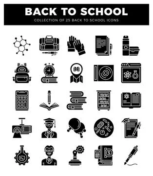 Back to school icons on white background. graphic design Stock Illustration