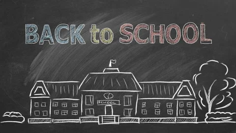 Back to School. Illustration on blackboard. Stock Footage 157239535