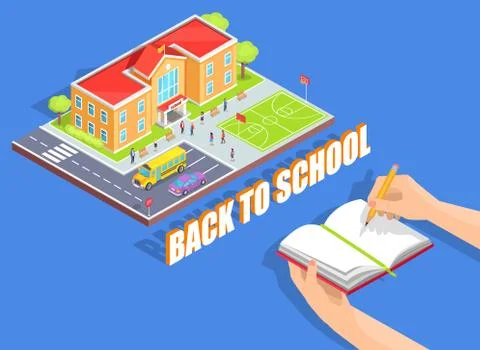 Back to School Illustration on Blue Background Ilustración de archivo