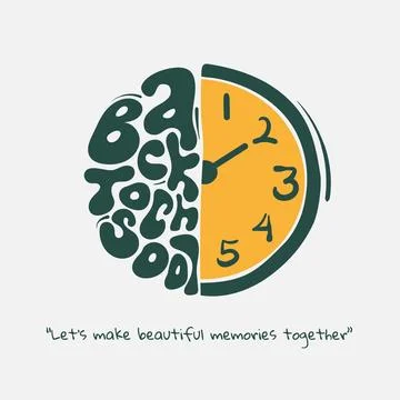 Back to school. illustration design with half clock and typography of back .. Stock Illustration