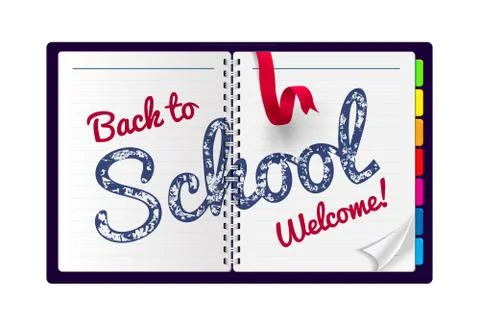 Back to school Illustration on a notepad background. Stock Illustration