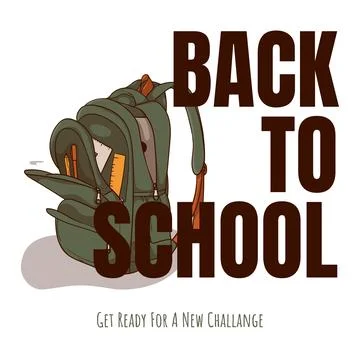 Back to school. illustration of an open bag design containing study station.. Stock Illustration