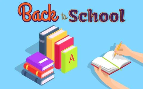 Back to School Illustration with Stack of Books Stock Illustration