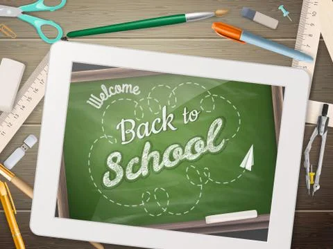 Back to school illustration with tablet. EPS 10 Stock Illustration