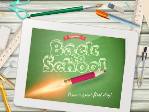 Back to school illustration with tablet. EPS 10 Stock Illustration