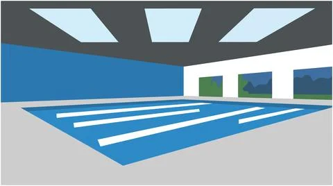 Back to School Indoor swimming pool facility concept with an illustrated in.. Stock Illustration