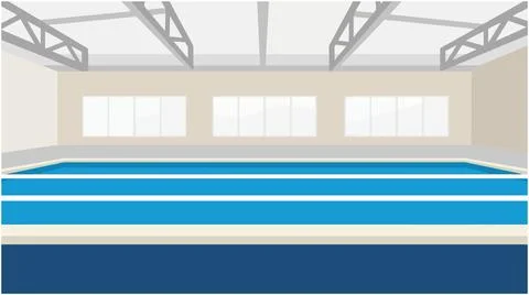 Back to School Indoor swimming pool facility with multiple lanes swimming e.. Stock Illustration