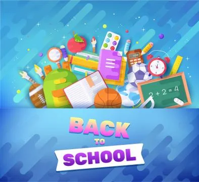 Back to school information cards set. Student template of flyear, magazines Stock Illustration