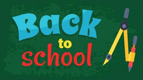 Back to school inscription with calligraphic script. Text composition with Illustrazione stock