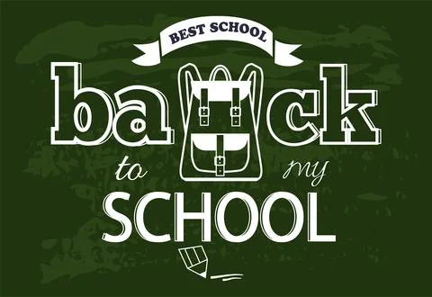 Back to school inscription with calligraphic script. Text composition with イラスト素材