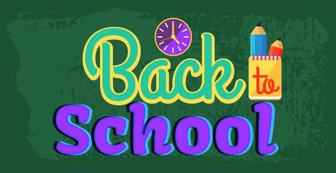 Back to school inscription with calligraphic script. Text composition with Illustrazione stock