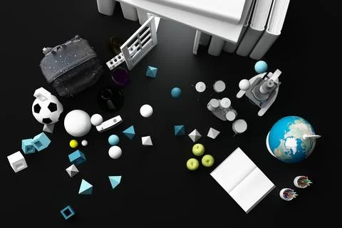 Back to school ,inspiration, poster with educational equipment and door open  Stock Illustration