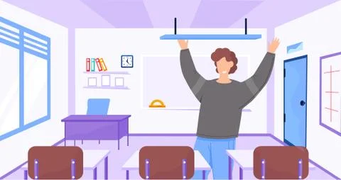 Back to school interior of room for teacher. School worker, teacher in empty Illustrazione stock