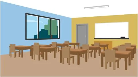 Back to School Interior view of an empty school classroom with classroom in.. Stock Illustration