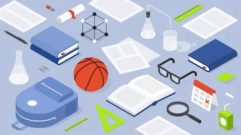 Back To School Isometric Vector Illustration Stock Illustration