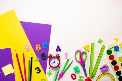 Back to school. Items for the school on a light background Foto stock