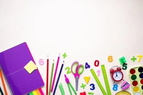 Back to school. Items for the school on a light background Foto stock