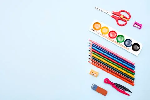 Back to school. Items for the school Stock Photos