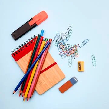 Back to school. Items for the school Stock Photos